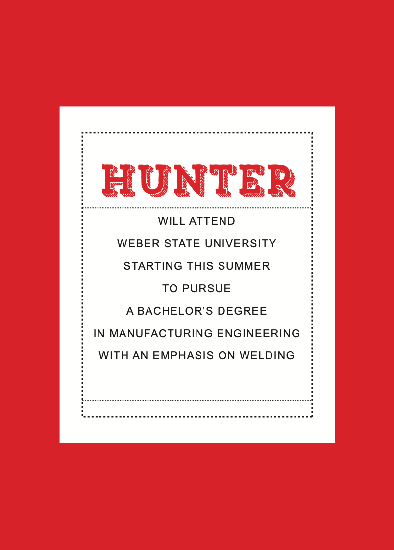 Graduation Card Back//Hunter