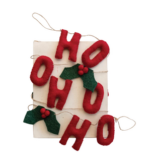 Handmade Wool Felt Garland HO HO HO