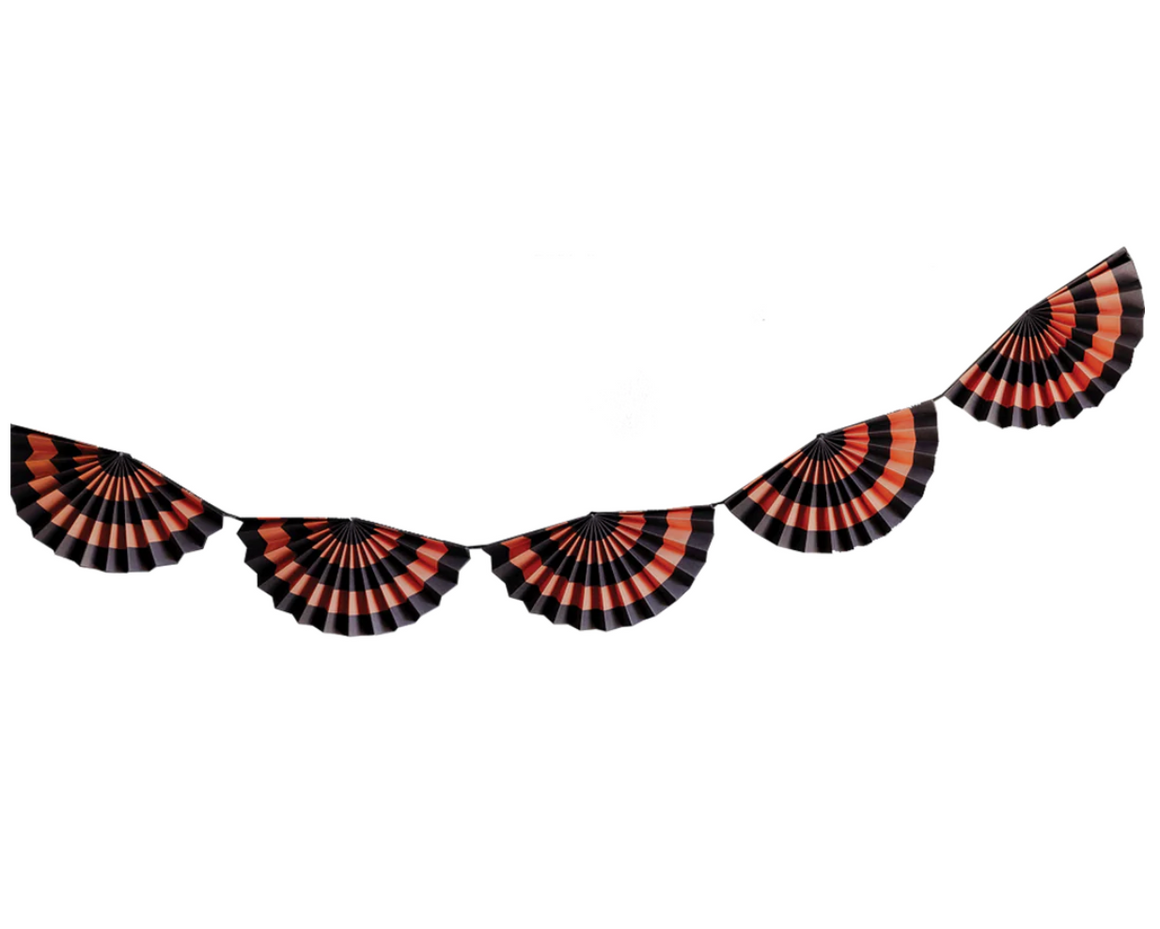 Vintage Orange and Black Striped Fan Bunting Banner