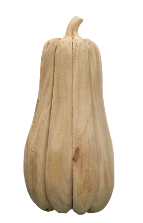 Hand Carved Poplar Wood Pumpkin/Beige