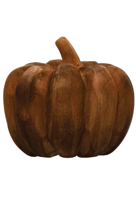 Hand Carved Poplar Wood Pumpkin/Orange